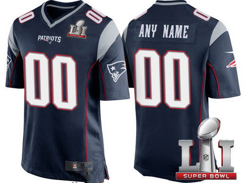 Custom Navy Blue 2017 Super Bowl NE Football Shirt Top