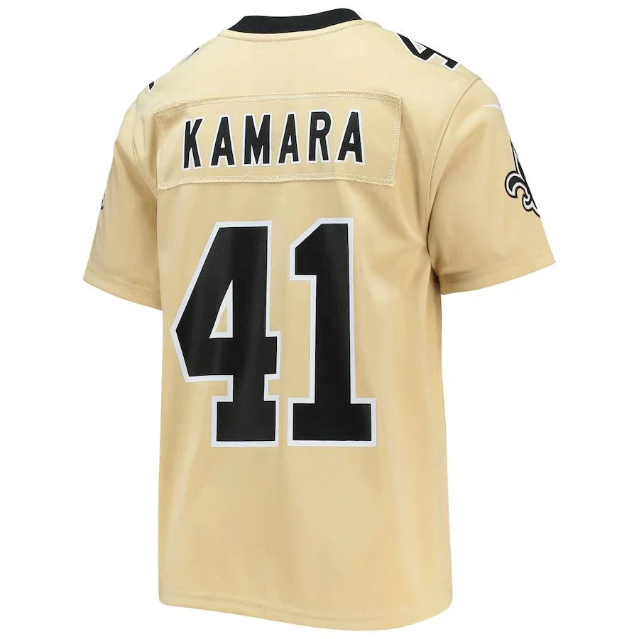NO.Saints #41 Alvin Kamara Gold Inverted Team Game Jersey Stitched American Football Jersey