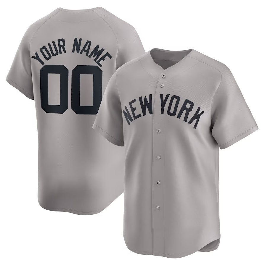 Custom Gray NYY Baseball Shirt Top