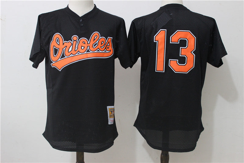 Custom Fan-Made Manny Machado Batting Baltimore Orioles #13 Black Baseball Jersey