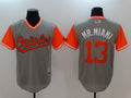 Custom Fan-Made Manny Machado Mr. Miami Baltimore Orioles #13 Grey 2017 Baseball Jersey