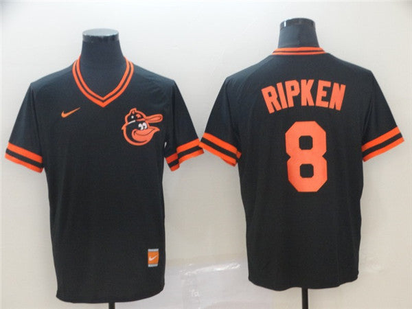 Custom Fan-Made Cal Ripken Jr Baltimore Orioles #8 Black Throwback Baseball Jersey
