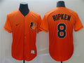 Custom Fan-Made Cal Ripken Jr Baltimore Orioles #8 Orange Baseball Jersey