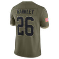 P.Eagles #26 Saquon Barkley Olive Salute To Service Limited Jerseys
