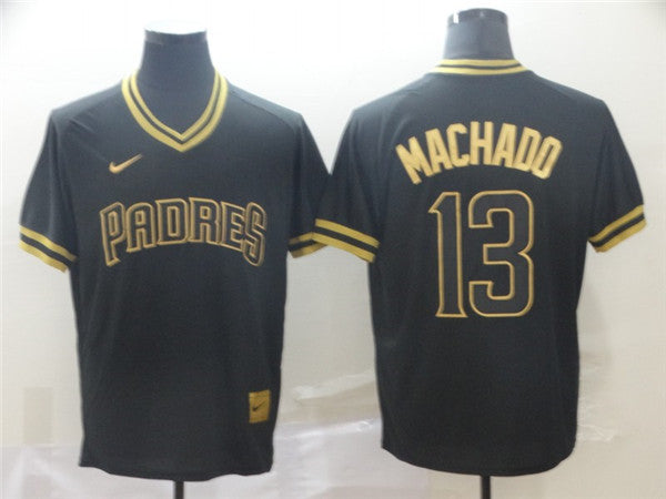 Custom Fan-Made Manny Machado San Diego Padres #13 Black Baseball Jersey