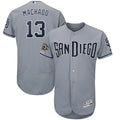 Custom Fan-Made Manny Machado San Diego Padres #13 Grey Baseball Jersey