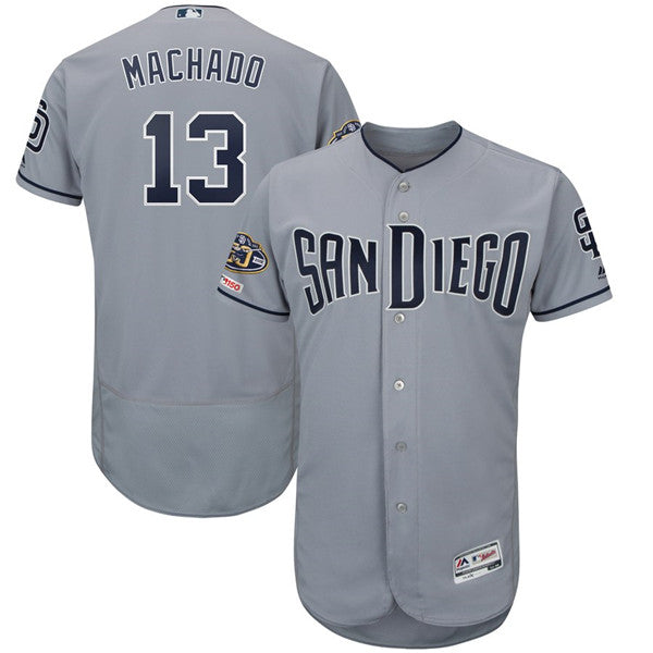 Custom Fan-Made Manny Machado San Diego Padres #13 Grey Baseball Jersey