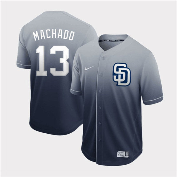 Custom Fan-Made Manny Machado San Diego Padres #13 Grey Baseball Jersey