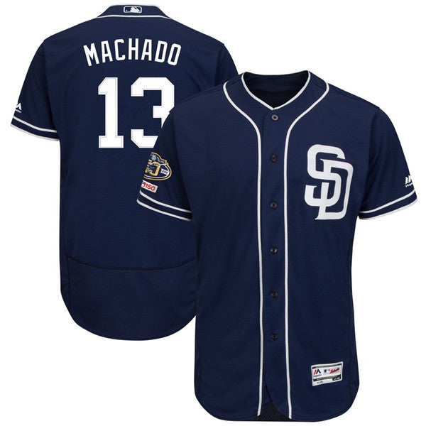 Custom Fan-Made Manny Machado San Diego Padres #13 Navy Baseball Jersey