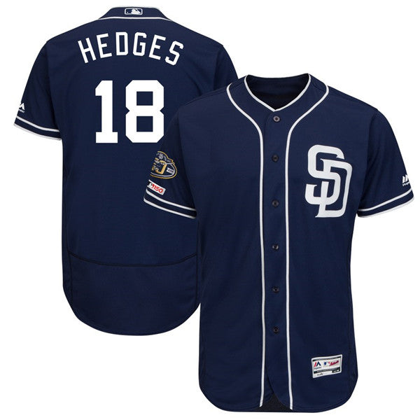 Custom Fan-Made Austin Hedges San Diego Padres #18 Navy Baseball Jersey