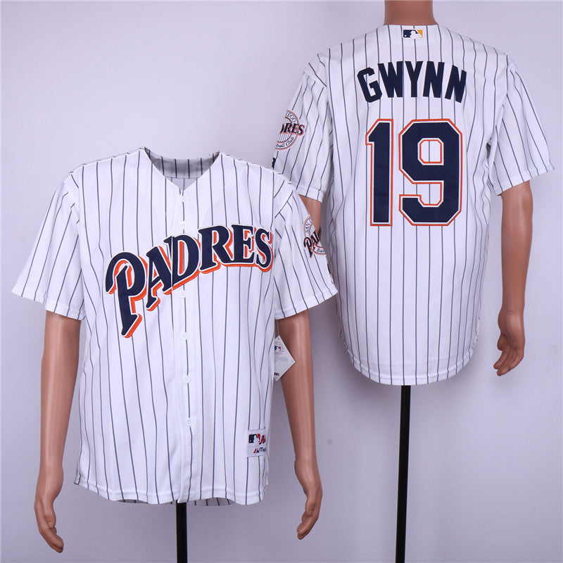 Custom Fan-Made Tony Gwynn San Diego Padres #19 White 1991 Throwback Turn Back Clock Edition Baseball Jersey