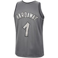 O.Magic #1 Penny Hardaway Mitchell & Ness Hardwood Classics Retired Player 1994-95 Metal Works Swingman Jersey Charcoal Stitched American Basketball Jersey