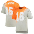 T.Volunteers #16 Peyton Manning Name & Number Tie-Dye V-Neck T-Shirt - Gray Tennessee Orange Stitched American College Jerseys