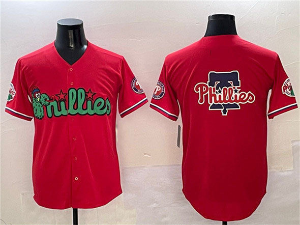 Philadelphia Phillies Team Big Logo Red Phanatic Limited Stitched Baseball Jersey