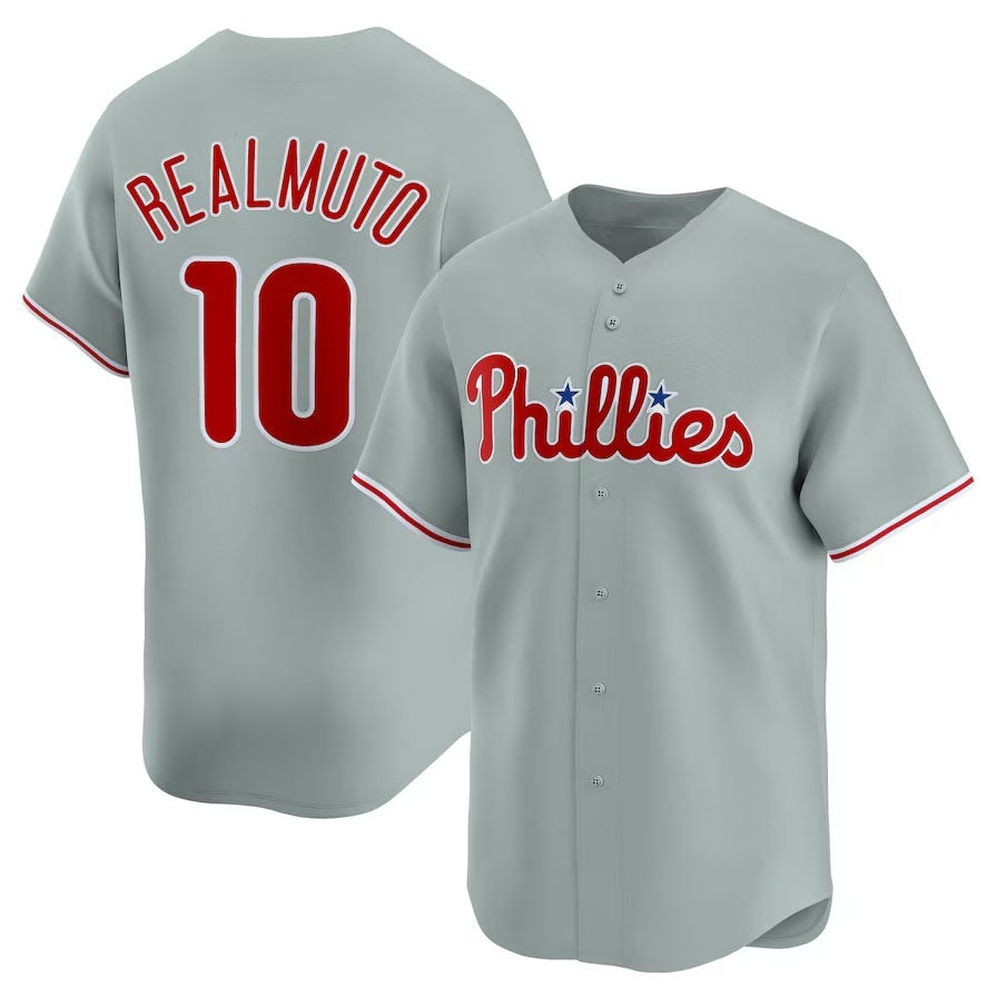 Philadelphia Phillies #10 J.T. Realmuto Road Limited Player Jersey - Gray Stitched Baseball Jersey