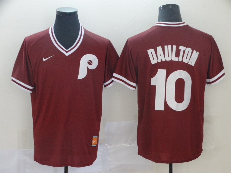 Custom Fan-Made Darren Daulton Philadelphia Phillies #10 Red Throwback Baseball Jersey