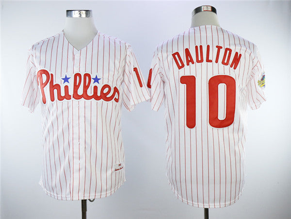 Custom Fan-Made Darren Daulton Philadelphia Phillies #10 White 1993 Baseball Jersey