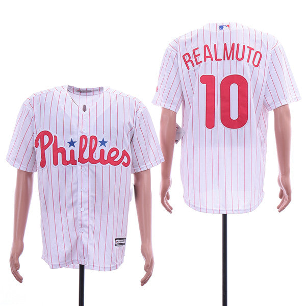 Custom Fan-Made J.T. Realmuto White Philadelphia Phillies Baseball Jersey Philadelphia Phillies White Baseball Jersey