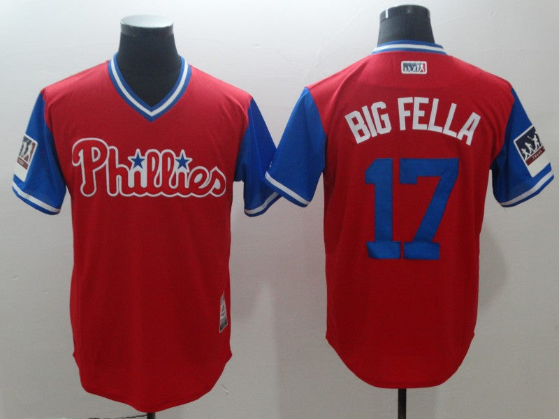 Custom Fan-Made Rhys Hoskins Fella Philadelphia Phillies #17 Red 2018 Baseball Jersey