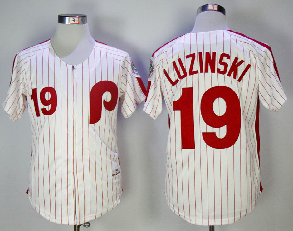 Custom Fan-Made Greg Luzinski Philadelphia Phillies #19 White 1983 Baseball Jersey