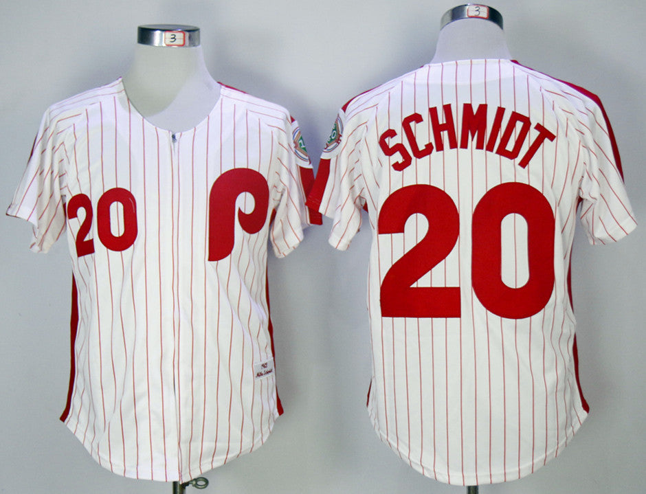Custom Fan-Made Mike Schmidt Philadelphia Phillies #20 White 1983 Baseball Jersey