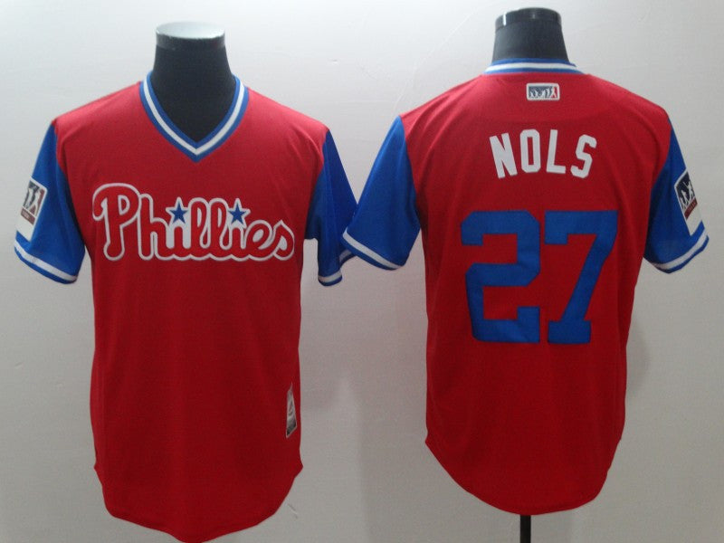 Custom Fan-Made Aaron Nola Nols Philadelphia Phillies #27 Red 2018 Baseball Jersey