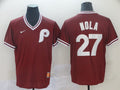Custom Fan-Made Aaron Nola Philadelphia Phillies #27 Red Throwback Baseball Jersey