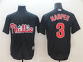 Custom Fan-Made Bryce Harper Philadelphia Phillies #3 Black Baseball Jersey