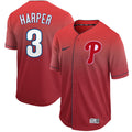 Custom Fan-Made Bryce Harper Philadelphia Phillies #3 Red Baseball Jersey