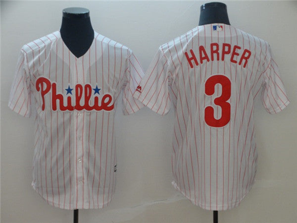 Custom Fan-Made Bryce Harper Philadelphia Phillies #3 White Baseball Jersey