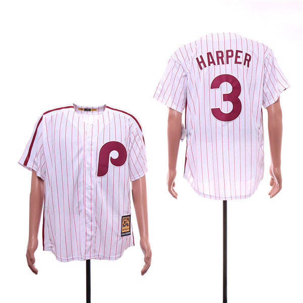 Custom Fan-Made Bryce Harper Philadelphia Phillies #3 White Baseball Jersey