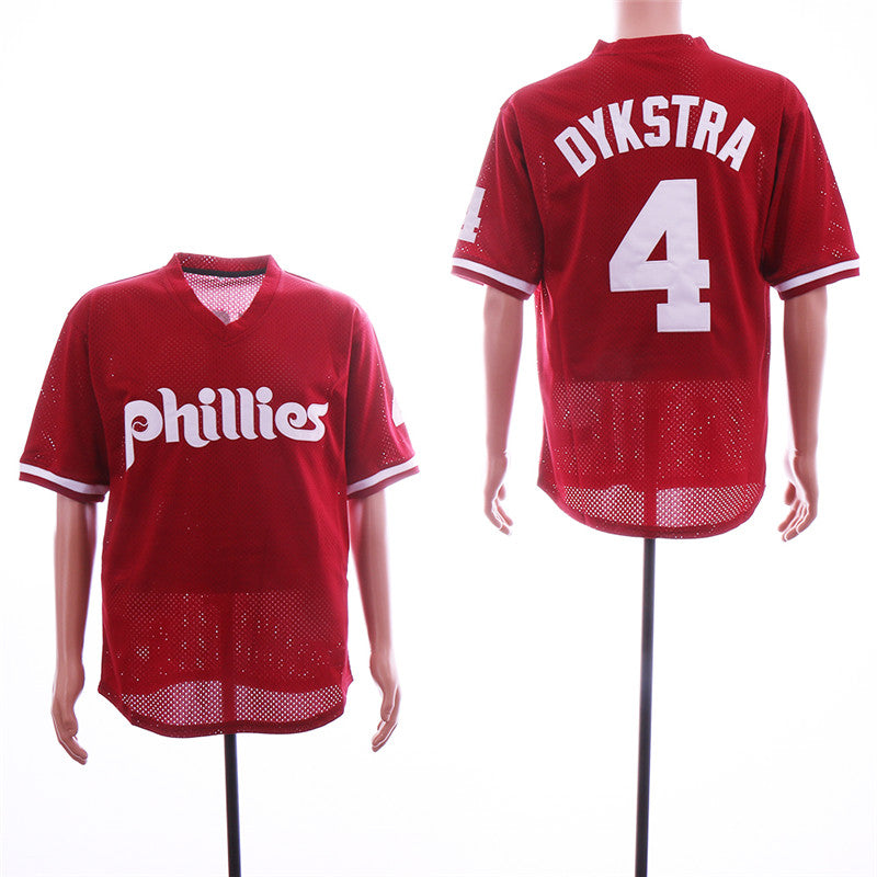 Custom Fan-Made Lenny Dykstra BP Philadelphia Phillies #4 Red Baseball Jersey