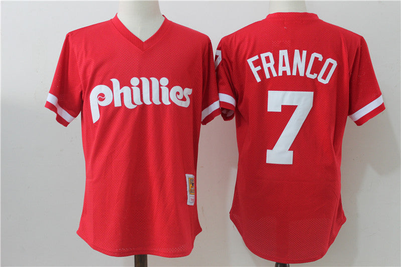 Custom Fan-Made Maikel Franco Batting Philadelphia Phillies #7 Red Baseball Jersey