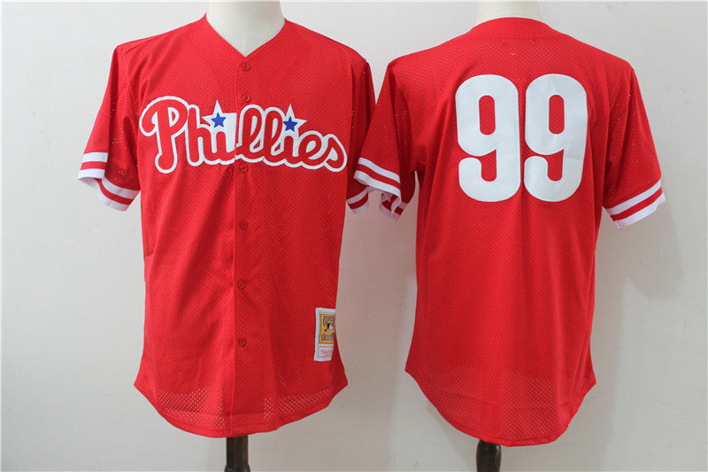 Custom Fan-Made Mitch Williams Philadelphia Phillies #99 Red Baseball Jersey