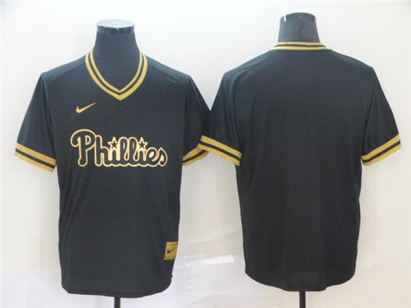 Custom Fan-Made Black Philadelphia Phillies Baseball Jersey Philadelphia Phillies Black Baseball Jersey