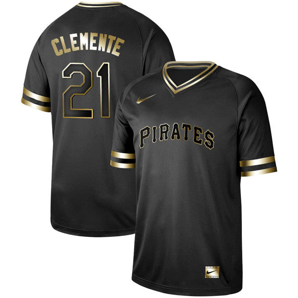 Custom Fan-Made Roberto Clemente Pittsburgh Pirates #21 Black Baseball Jersey