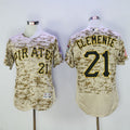 Custom Fan-Made Roberto Clemente Camo Pittsburgh Pirates #21 Baseball Jersey