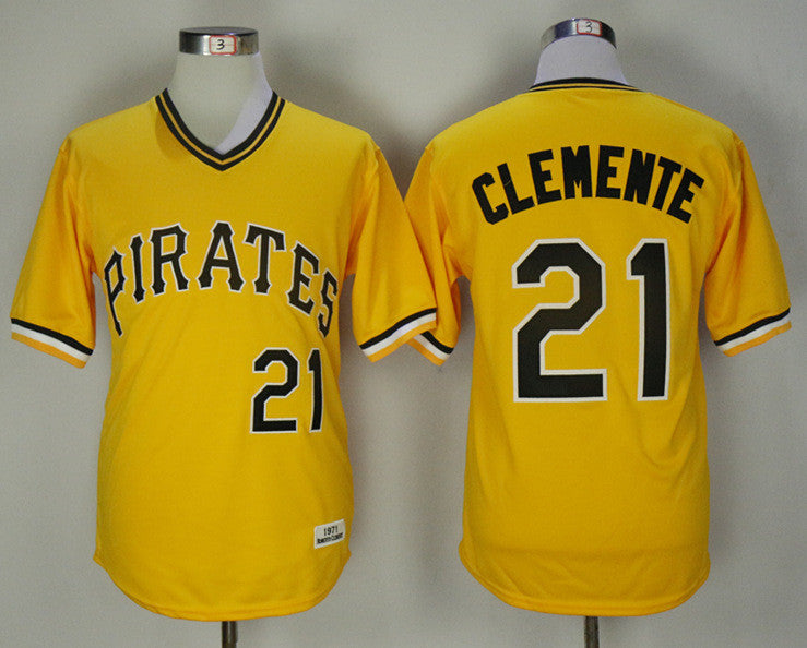 Custom Fan-Made Roberto Clemente Pittsburgh Pirates #21 Gold 1971 Baseball Jersey