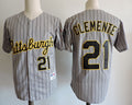 Custom Fan-Made Roberto Clemente Pittsburgh Pirates #21 Grey 1997 Throwback Turn Back Clock Edition Baseball Jersey