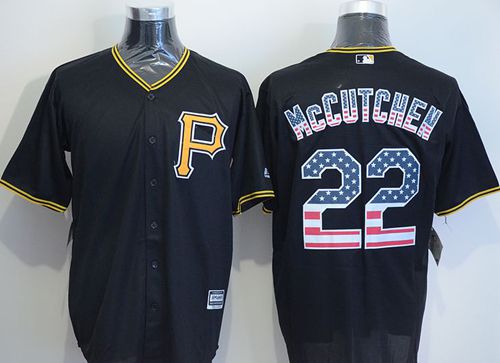 Custom Fan-Made Andrew McCutchen USA Flag Pittsburgh Pirates #22 Black Baseball Jersey