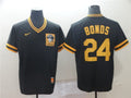 Custom Fan-Made Barry Bonds Pittsburgh Pirates #24 Black Throwback Baseball Jersey