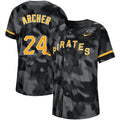 Custom Fan-Made Chris Archer Camo Pittsburgh Pirates #24 Black Baseball Jersey