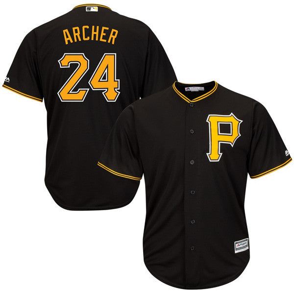 Custom Fan-Made Chris Archer Pittsburgh Pirates #24 Black Baseball Jersey