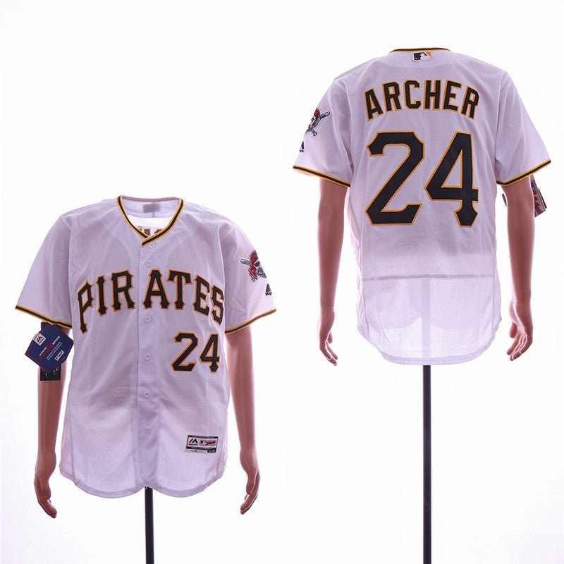 Custom Fan-Made Chris Archer Pittsburgh Pirates #24 White Baseball Jersey