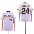 Custom Fan-Made Chris Archer Pittsburgh Pirates #24 White Throwback Baseball Jersey