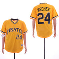 Custom Fan-Made Chris Archer Pittsburgh Pirates #24 Yellow Throwback Baseball Jersey