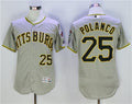 Custom Fan-Made Gregory Polanco Pittsburgh Pirates #25 Grey Baseball Jersey