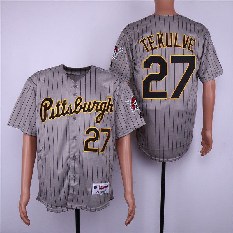 Custom Fan-Made Kent Tekulve Pittsburgh Pirates #27 Grey 1997 Throwback Turn Back Clock Edition Baseball Jersey