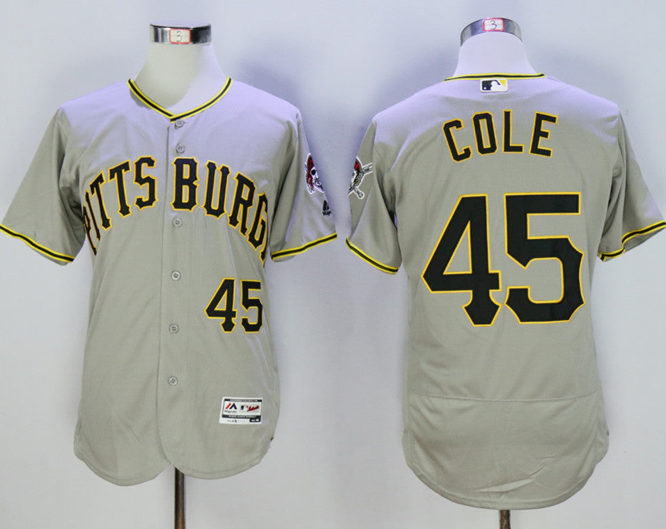 Custom Fan-Made Gerrit Cole Pittsburgh Pirates #45 Grey Baseball Jersey
