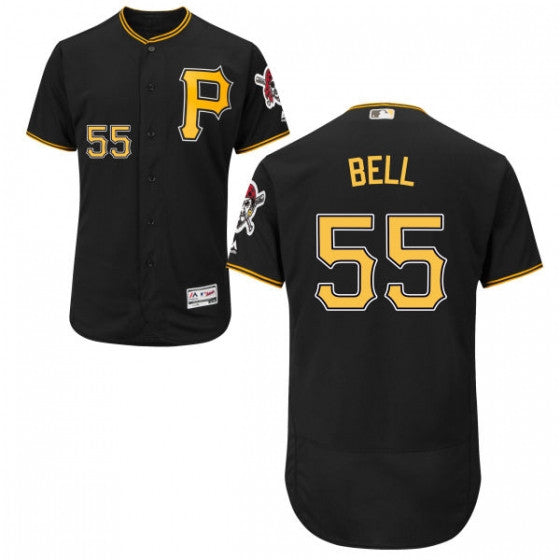 Custom Fan-Made Josh Bell Flebase Pittsburgh Pirates #55 Black Baseball Jersey